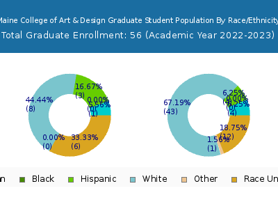 Maine College of Art & Design 2023 Graduate Enrollment by Gender and Race chart
