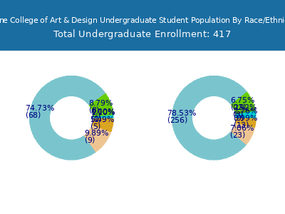 Maine College of Art & Design 2025 Undergraduate Enrollment by Gender and Race chart