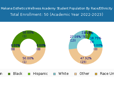 Makana Esthetics Wellness Academy 2023 Student Population by Gender and Race chart