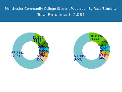 Manchester Community College 2025 Student Population by Gender and Race chart