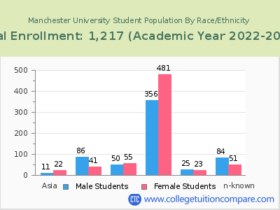 Manchester University 2023 Student Population by Gender and Race chart