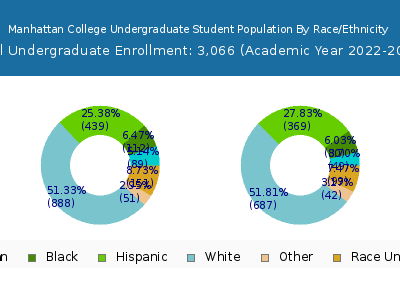Manhattan College 2023 Undergraduate Enrollment by Gender and Race chart