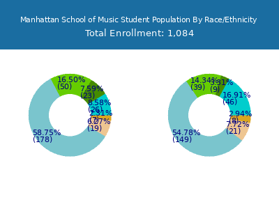 Manhattan School of Music 2025 Student Population by Gender and Race chart