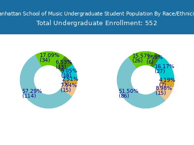 Manhattan School of Music 2025 Undergraduate Enrollment by Gender and Race chart