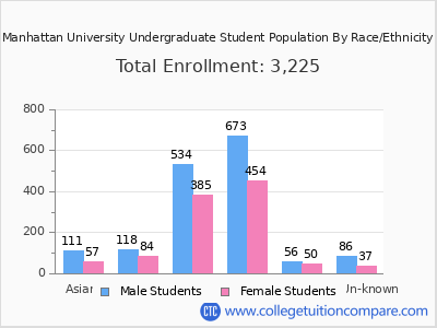 Manhattan University 2025 Undergraduate Enrollment by Gender and Race chart