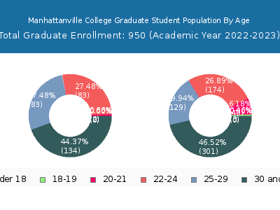 Manhattanville College 2023 Graduate Enrollment Age Diversity Pie chart