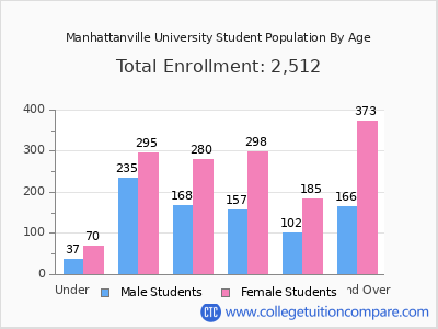 Manhattanville University 2024 Student Population by Age chart