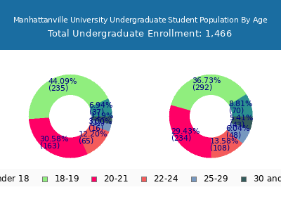 Manhattanville University 2024 Undergraduate Enrollment Age Diversity Pie chart