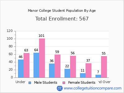 Manor College 2025 Student Population by Age chart