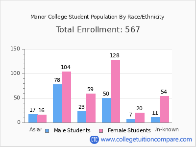 Manor College 2025 Student Population by Gender and Race chart