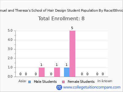 Manuel and Theresa's School of Hair Design 2025 Student Population by Gender and Race chart