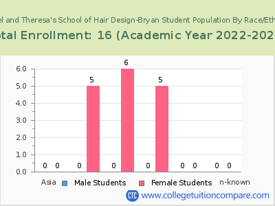 Manuel and Theresa's School of Hair Design-Bryan 2023 Student Population by Gender and Race chart