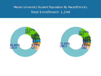 Marian University 2025 Student Population by Gender and Race chart