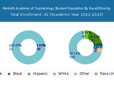 Marketti Academy of Cosmetology 2023 Student Population by Gender and Race chart