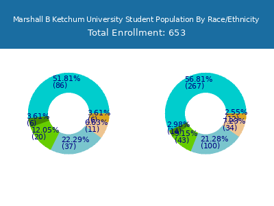 Marshall B Ketchum University 2025 Student Population by Gender and Race chart