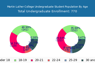 Martin Luther College 2025 Undergraduate Enrollment Age Diversity Pie chart