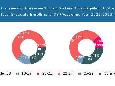 The University of Tennessee Southern 2023 Graduate Enrollment Age Diversity Pie chart