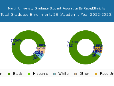 Martin University 2023 Graduate Enrollment by Gender and Race chart