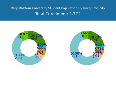 Mary Baldwin University 2025 Student Population by Gender and Race chart