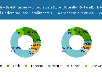 Mary Baldwin University 2023 Undergraduate Enrollment by Gender and Race chart