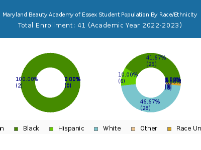 Maryland Beauty Academy of Essex 2023 Student Population by Gender and Race chart