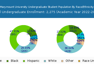 Marymount University 2023 Undergraduate Enrollment by Gender and Race chart