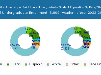 Maryville University of Saint Louis 2023 Undergraduate Enrollment by Gender and Race chart