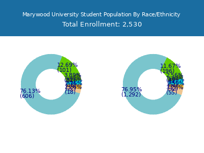 Marywood University 2025 Student Population by Gender and Race chart