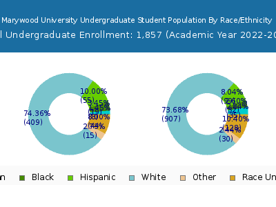 Marywood University 2023 Undergraduate Enrollment by Gender and Race chart