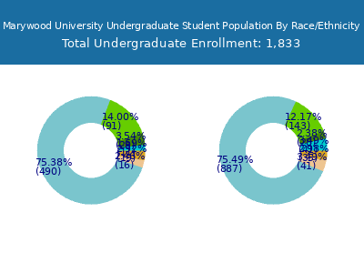 Marywood University 2025 Undergraduate Enrollment by Gender and Race chart