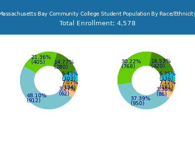 Massachusetts Bay Community College 2025 Student Population by Gender and Race chart