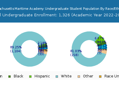 Massachusetts Maritime Academy 2023 Undergraduate Enrollment by Gender and Race chart