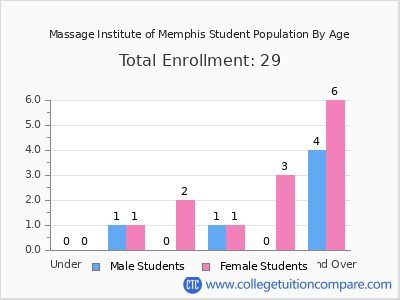 Massage Institute of Memphis 2024 Student Population by Age chart