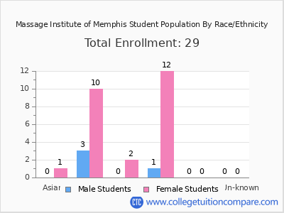 Massage Institute of Memphis 2025 Student Population by Gender and Race chart