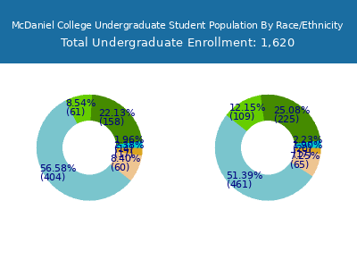 McDaniel College 2025 Undergraduate Enrollment by Gender and Race chart