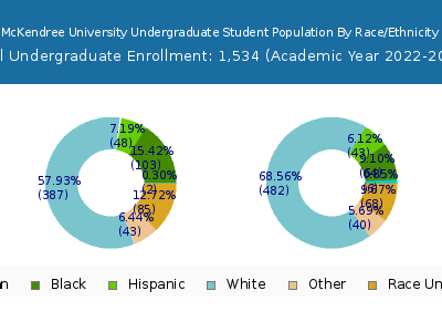 McKendree University 2023 Undergraduate Enrollment by Gender and Race chart