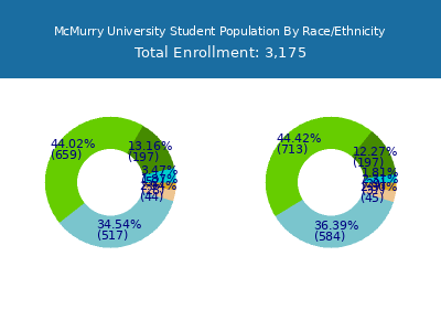 McMurry University 2025 Student Population by Gender and Race chart