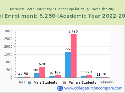 McNeese State University 2023 Student Population by Gender and Race chart