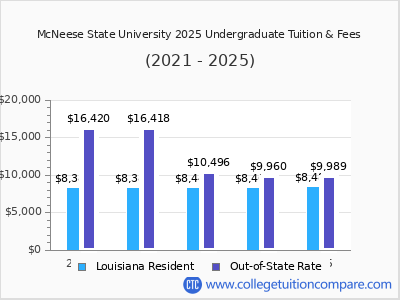 McNeese State University 2025 undergraduate tuition chart