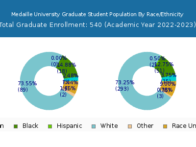 Medaille University 2023 Graduate Enrollment by Gender and Race chart