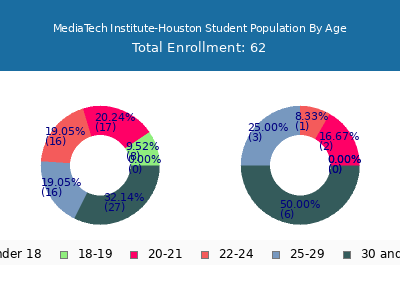 MediaTech Institute-Houston 2024 Student Population Age Diversity Pie chart