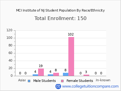 MCI Institute of NJ 2025 Student Population by Gender and Race chart