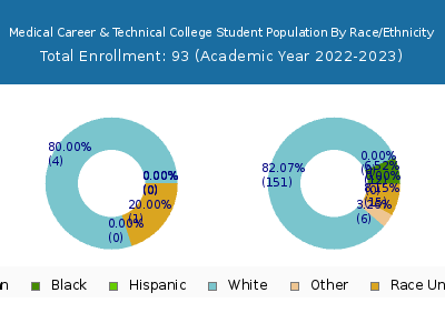 Medical Career & Technical College 2023 Student Population by Gender and Race chart