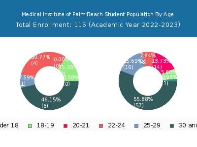 Medical Institute of Palm Beach 2023 Student Population Age Diversity Pie chart