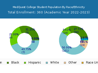 MedQuest College 2023 Student Population by Gender and Race chart
