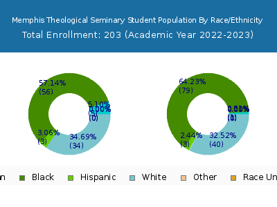 Memphis Theological Seminary 2023 Student Population by Gender and Race chart