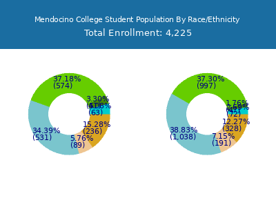 Mendocino College 2025 Student Population by Gender and Race chart