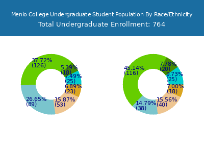 Menlo College 2025 Undergraduate Enrollment by Gender and Race chart
