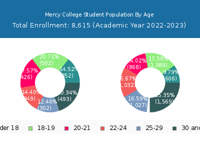 Mercy College 2023 Student Population Age Diversity Pie chart