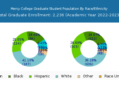 Mercy College 2023 Graduate Enrollment by Gender and Race chart